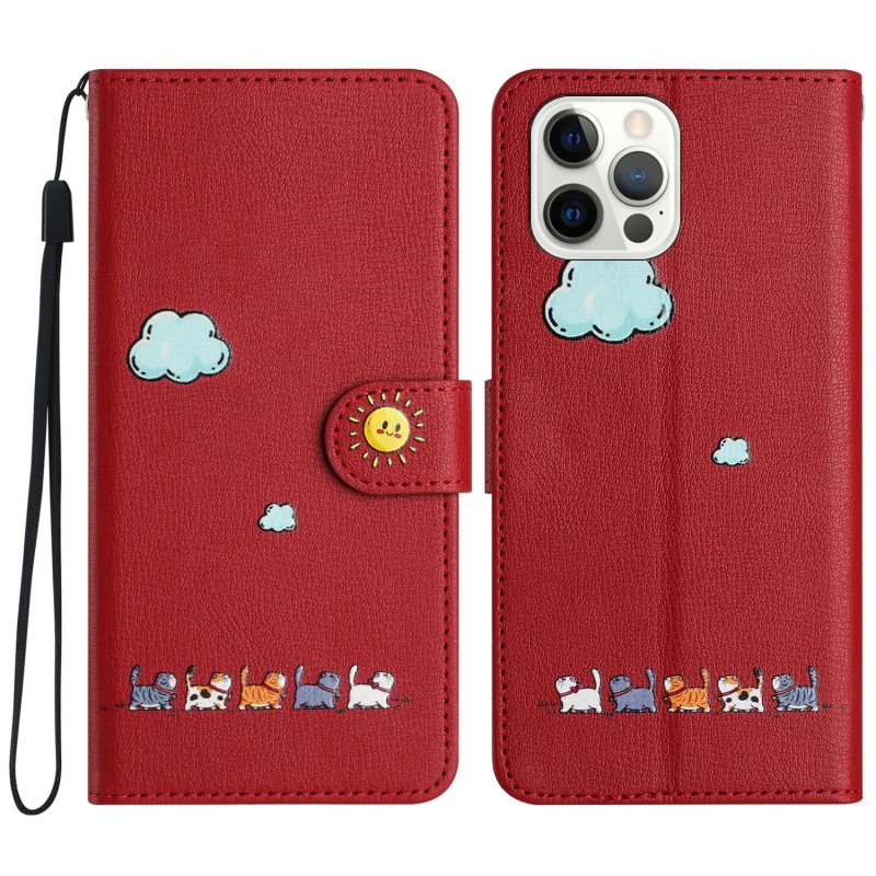 Cartoon Painted Flip Phone Case with Card Slot